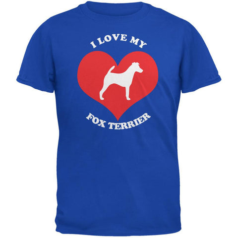 Valentines I Love My Fox Terrier Royal Adult T-Shirt