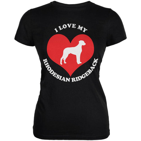 Valentines I Love My Rhodesian Ridgeback Black Juniors Soft T-Shirt