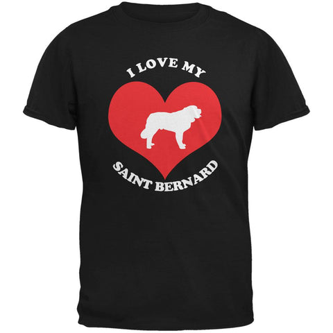 Valentines I Love My Saint Bernard Black Adult T-Shirt