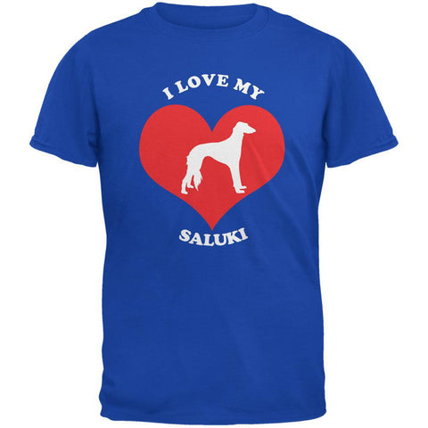 Valentines I Love My Saluki Royal Adult T-Shirt