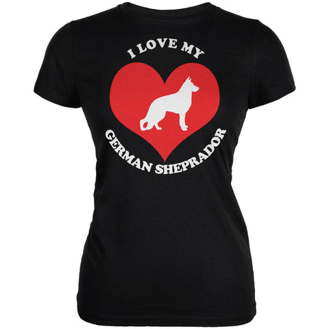 Valentines I Love My German Sheprador Black Juniors Soft T-Shirt