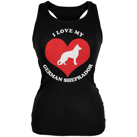 Valentines I Love My German Sheprador Black Juniors Soft Tank Top