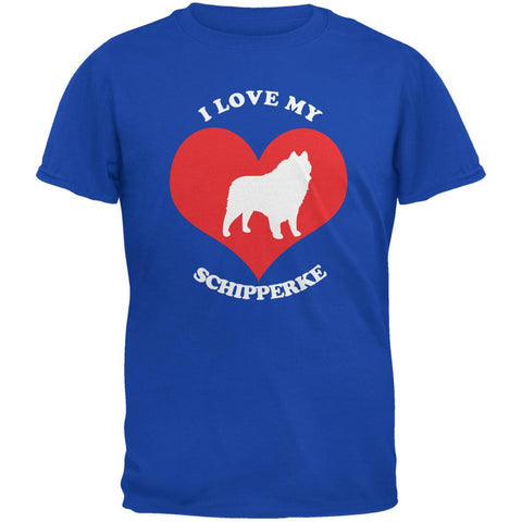 Valentines I Love My Schipperke Royal Adult T-Shirt