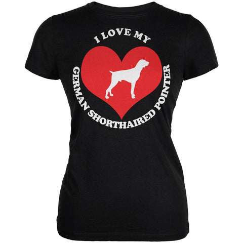 Valentines I Love My German Shorthaired Pointer Black Juniors Soft T-Shirt