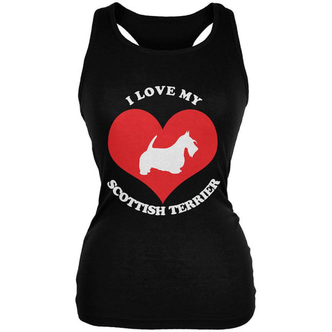 Valentines I Love My Scottish Terrier Black Juniors Soft Tank Top