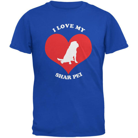 Valentines I Love My Shar Pei Royal Adult T-Shirt