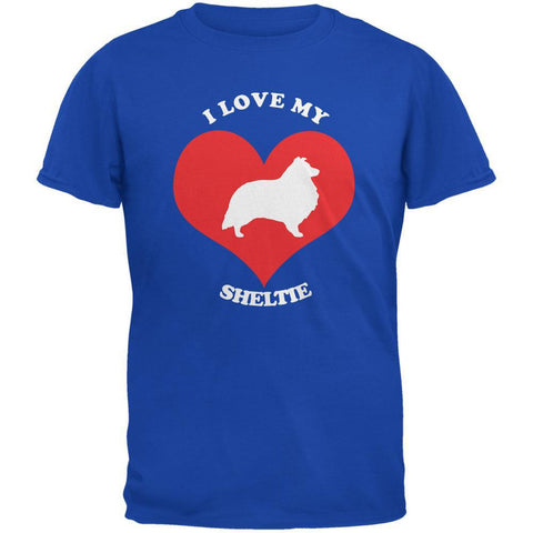 Valentines I Love My Sheltie Royal Adult T-Shirt