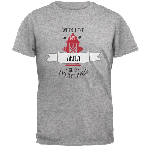 Funny When I Die Akita Heather Grey Adult T-Shirt