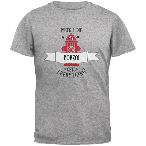 Funny When I Die Borzoi Heather Grey Adult T-Shirt
