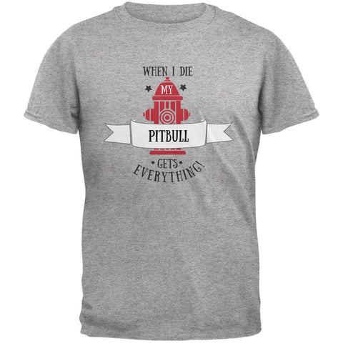 Funny When I Die Pitbull Heather Grey Adult T-Shirt