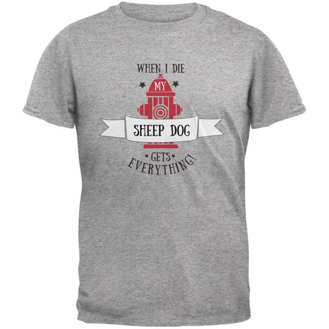 Funny When I Die Sheep Dog Heather Grey Adult T-Shirt
