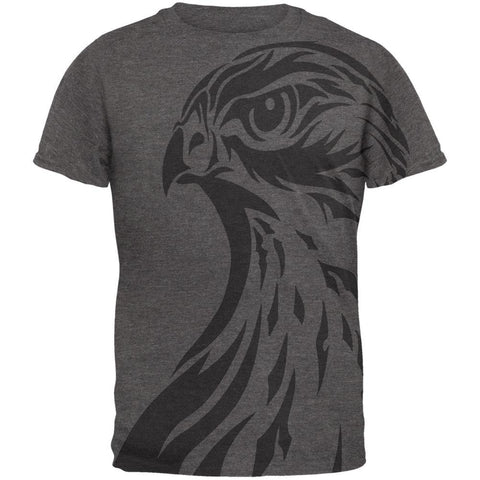 Tribal Hawk All Over Charcoal Heather Adult Soft T-Shirt