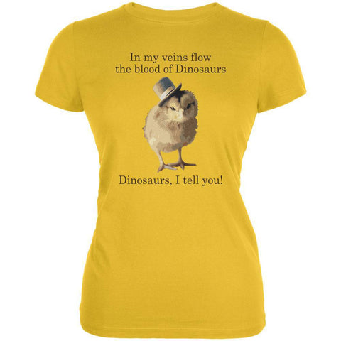 Chick Dinosaur Blood Bright Yellow Juniors Soft T-Shirt