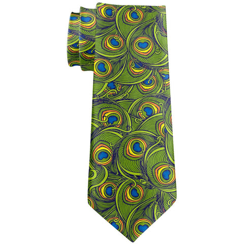 Graphic Peacock Feathers All Over Neck Tie