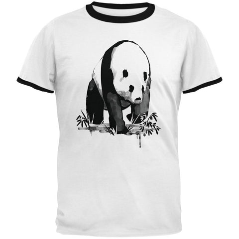 Panda Ink Wash White-Black Men's Ringer T-Shirt