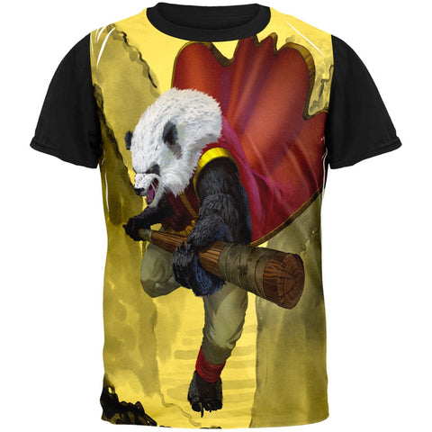 Panda Warrior Adult Black Back T-Shirt