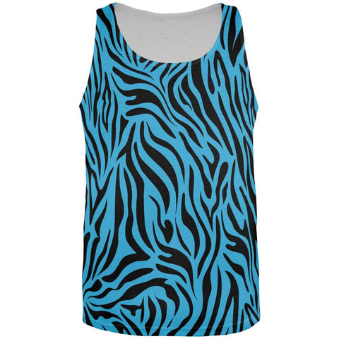 Zebra Print Sublimated Blue All Over Adult Tank Top