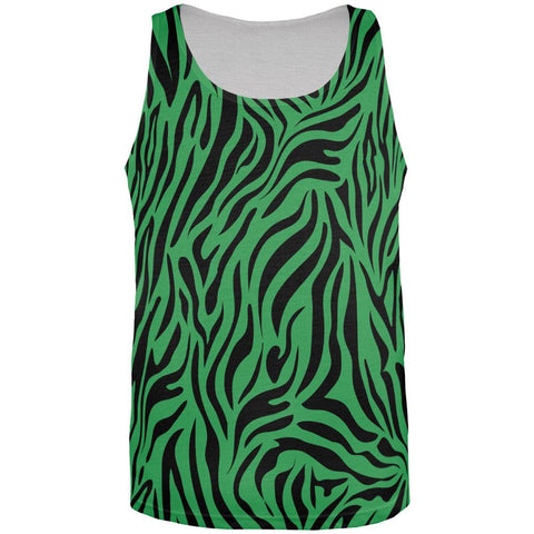 Zebra Print Sublimated Green All Over Adult Tank Top