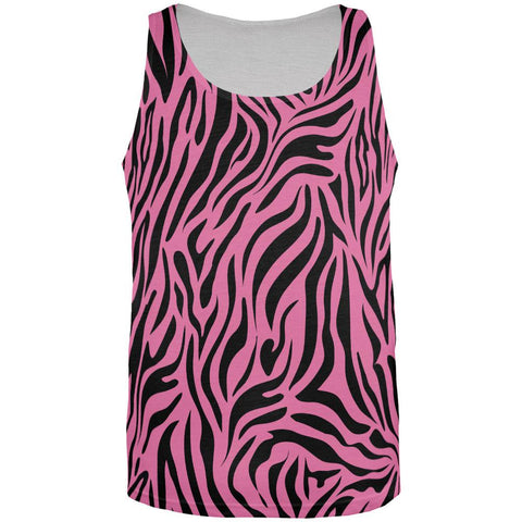 Zebra Print Sublimated Pink All Over Adult Tank Top