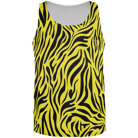 Zebra Print Sublimated Yellow All Over Adult Tank Top