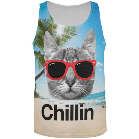 Summer Chillin Cat All Over Adult Tank Top