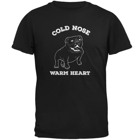 Cold Nose Warm Heart Bulldog Black Adult T-Shirt