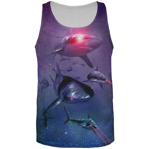 Laser Sharks in Space All Over Adult Tank Top