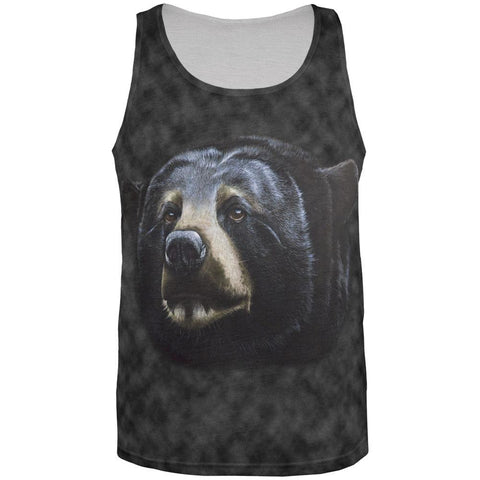 Black Bear Face All Over Adult Tank Top