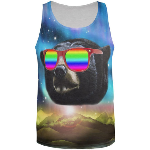 Rainbow Galaxy Bear All Over Adult Tank Top