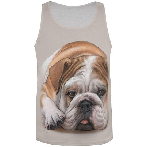 English Bulldog Live Forever All Over Adult Tank Top