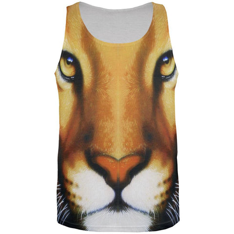 Mountain Lion Cougar Face All Over Adult Tank Top