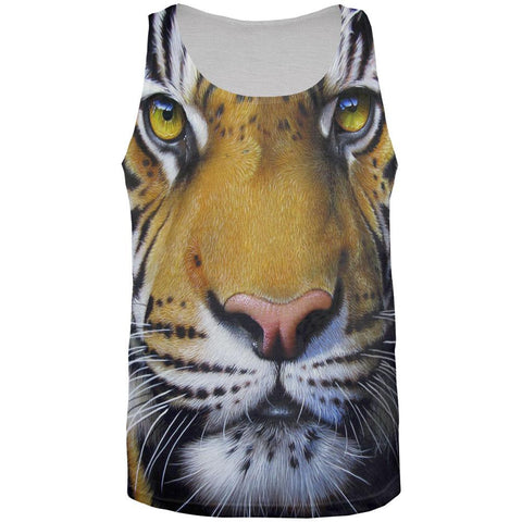 Siberian Tiger Face All Over Adult Tank Top