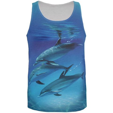 Three Dolphins All Over Adult Tank Top