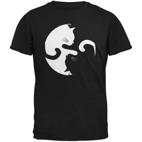 Yin Yang Cat Black Adult T-Shirt