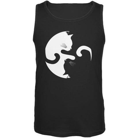 Yin Yang Cat Black Adult Tank Top