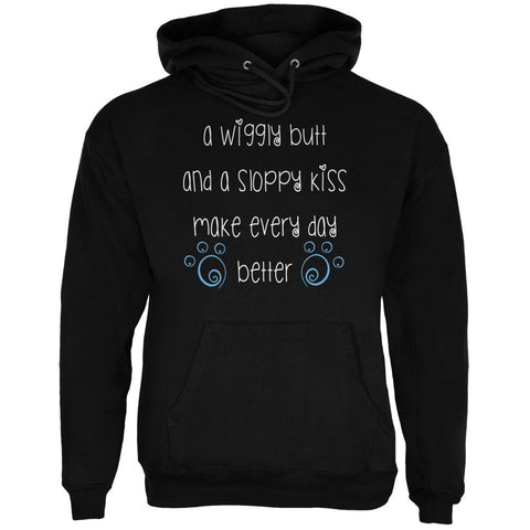 A Wiggly Butt and a Sloppy Kiss Dog Black Adult Hoodie
