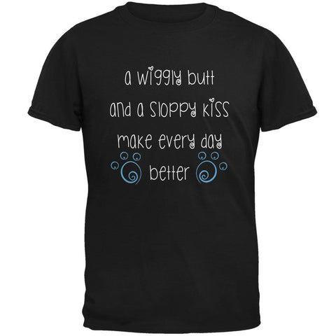 A Wiggly Butt and a Sloppy Kiss Dog Black Adult T-Shirt