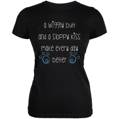 A Wiggly Butt and a Sloppy Kiss Dog Black Juniors Soft T-Shirt