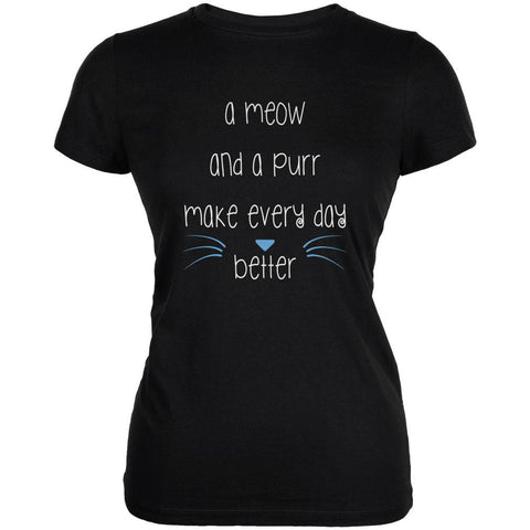 A Meow and a Purr Cat Black Juniors Soft T-Shirt