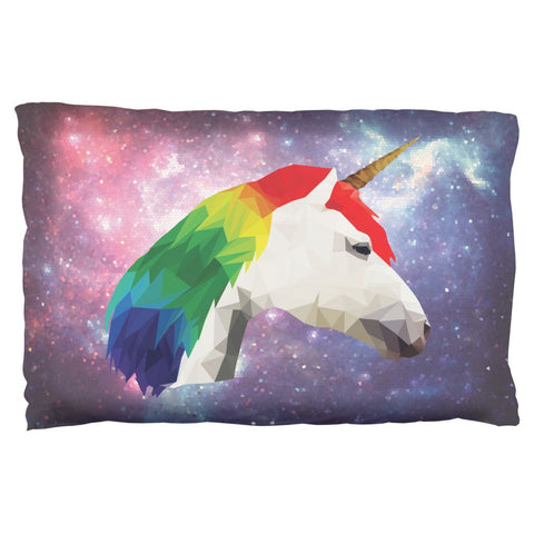 Geometric Rainbow Galaxy Unicorn Pillow Case