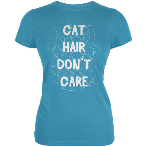 Cat Hair Don't Care Aqua Juniors Soft T-Shirt