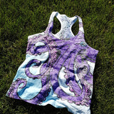 Purple Pink Octopus Juniors Burnout Racerback Tank Top